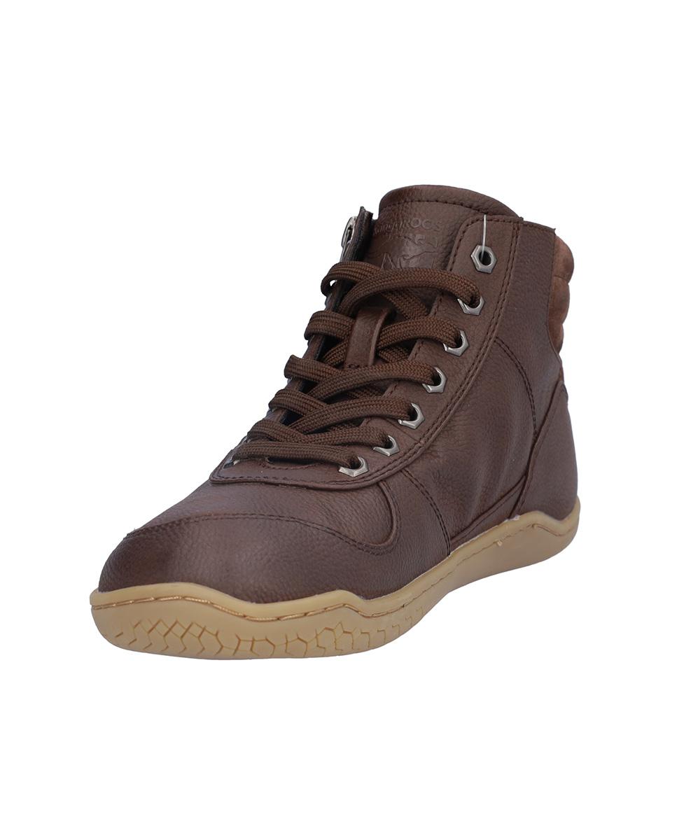 Botines básicos de mujer de piel con cierre de cordones y logotipo lateral pequeño - Kangaroos - Marrón oscuro Marrón oscuro-2
