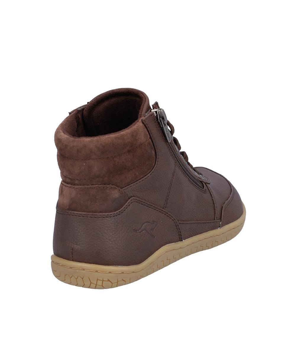 Botines básicos de mujer de piel con cierre de cordones y logotipo lateral pequeño - Kangaroos - Marrón oscuro Marrón oscuro-6