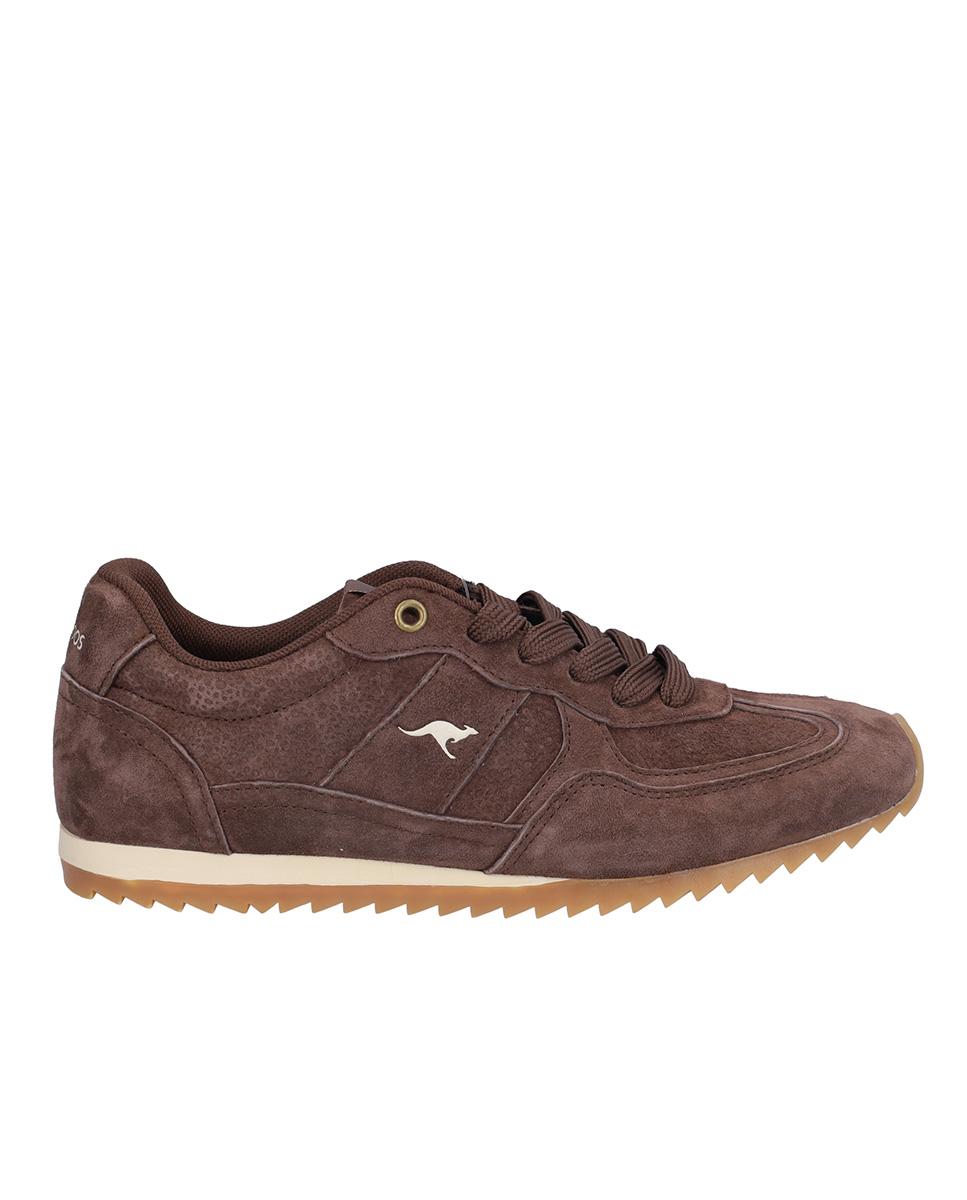 Zapatillas deportivas de mujer de piel con suela a contraste en liso - Kangaroos - Marrón oscuro Marrón oscuro-1