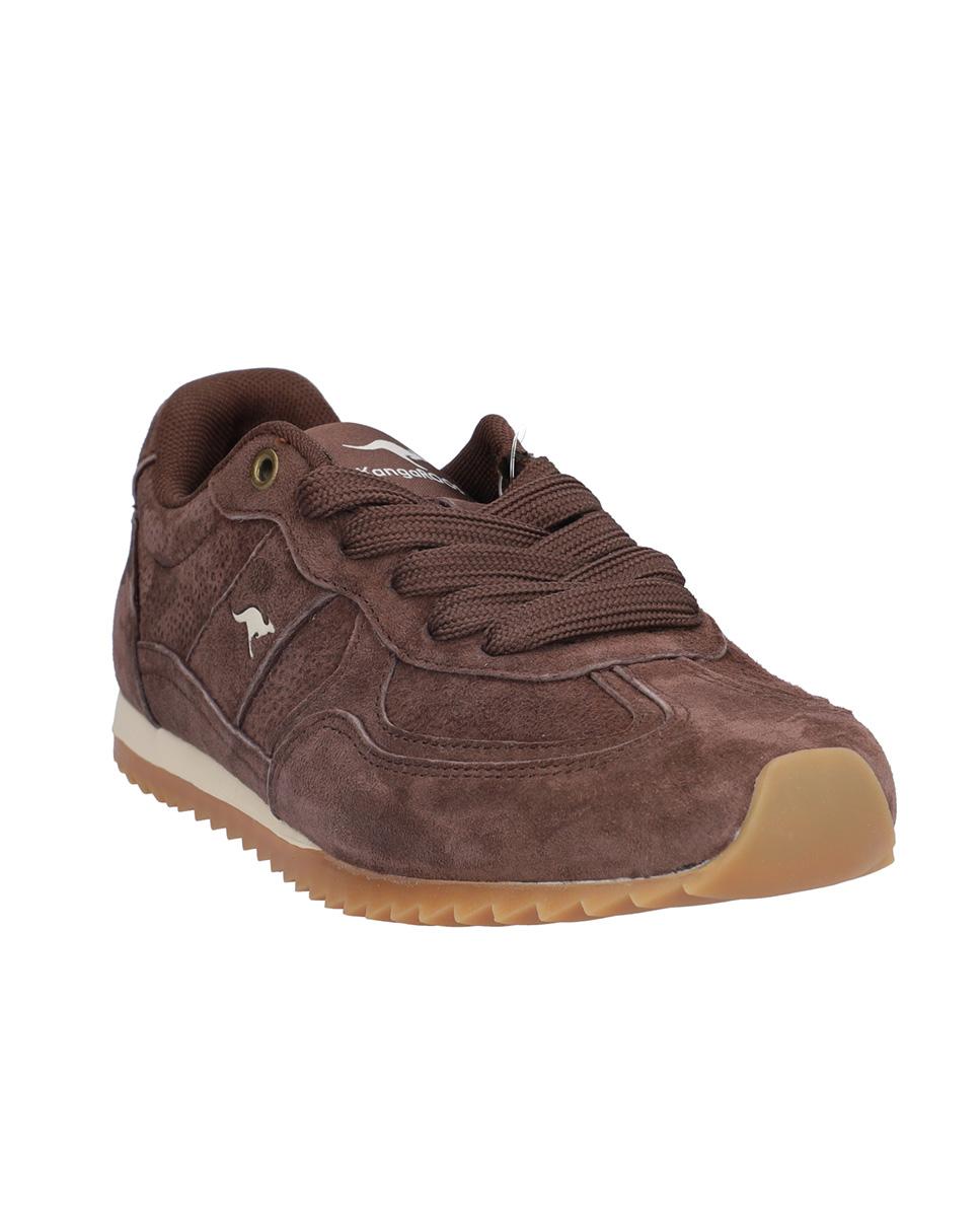 Zapatillas deportivas de mujer de piel con suela a contraste en liso - Kangaroos - Marrón oscuro Marrón oscuro-3