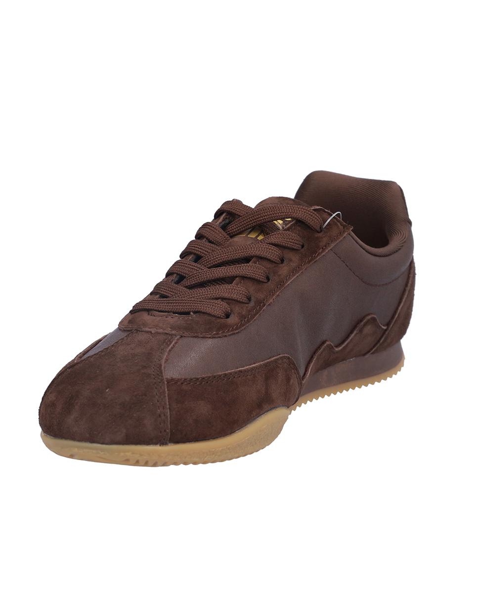 Zapatillas deportivas de mujer de piel con cierre de cordones y suela a contraste - Kangaroos - Marrón oscuro Marrón oscuro-2