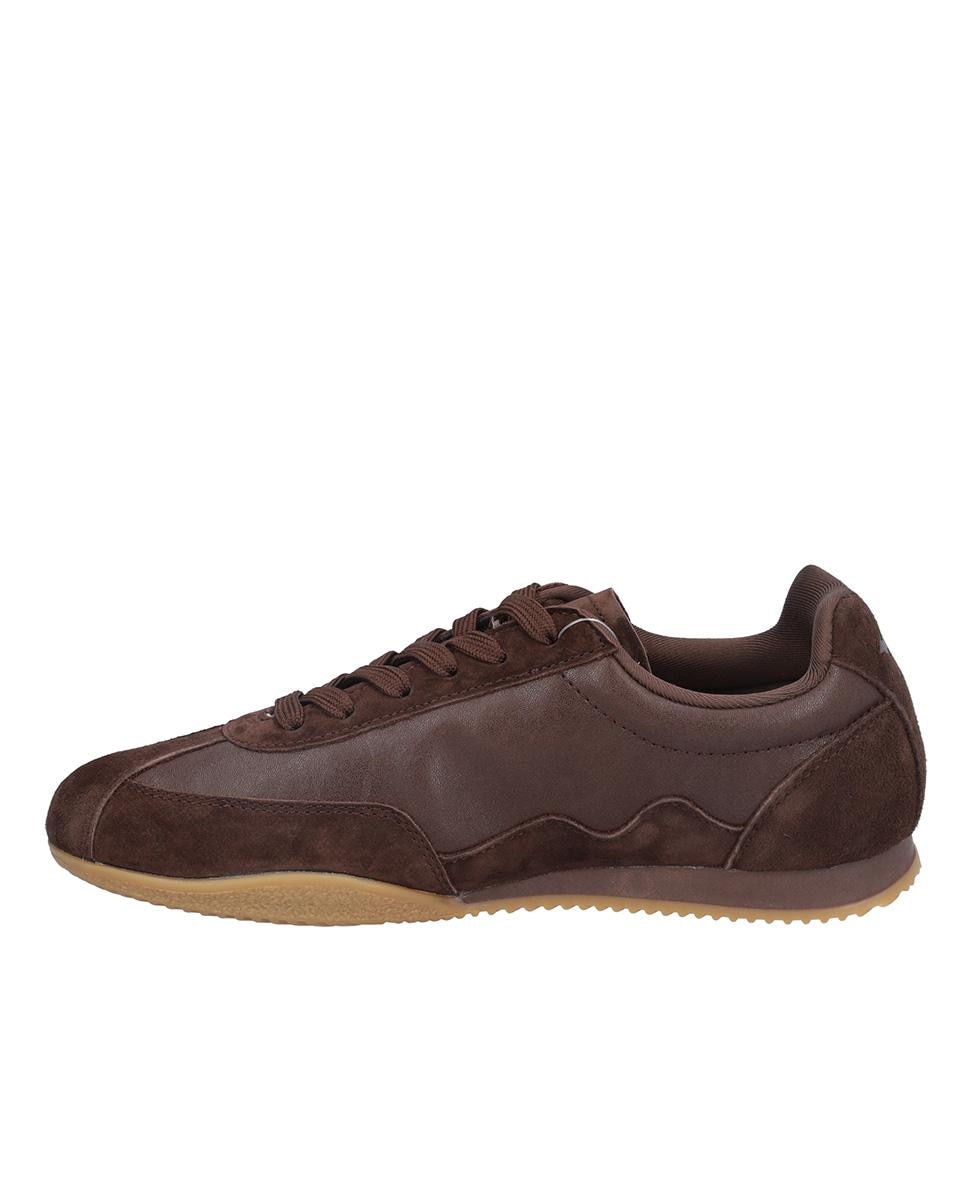 Zapatillas deportivas de mujer de piel con cierre de cordones y suela a contraste - Kangaroos - Marrón oscuro Marrón oscuro-4