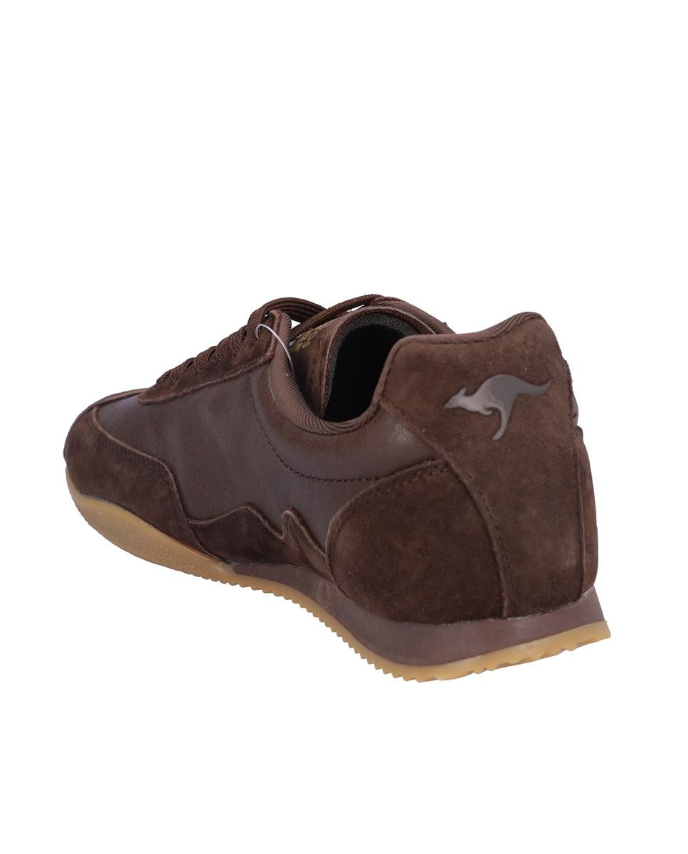 Zapatillas deportivas de mujer de piel con cierre de cordones y suela a contraste - Kangaroos - Marrón oscuro Marrón oscuro-5