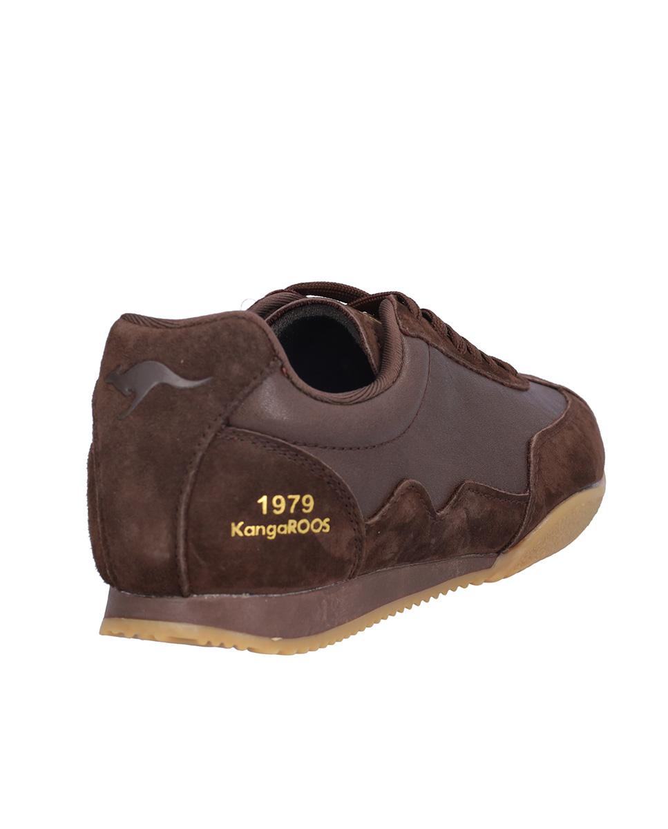 Zapatillas deportivas de mujer de piel con cierre de cordones y suela a contraste - Kangaroos - Marrón oscuro Marrón oscuro-6