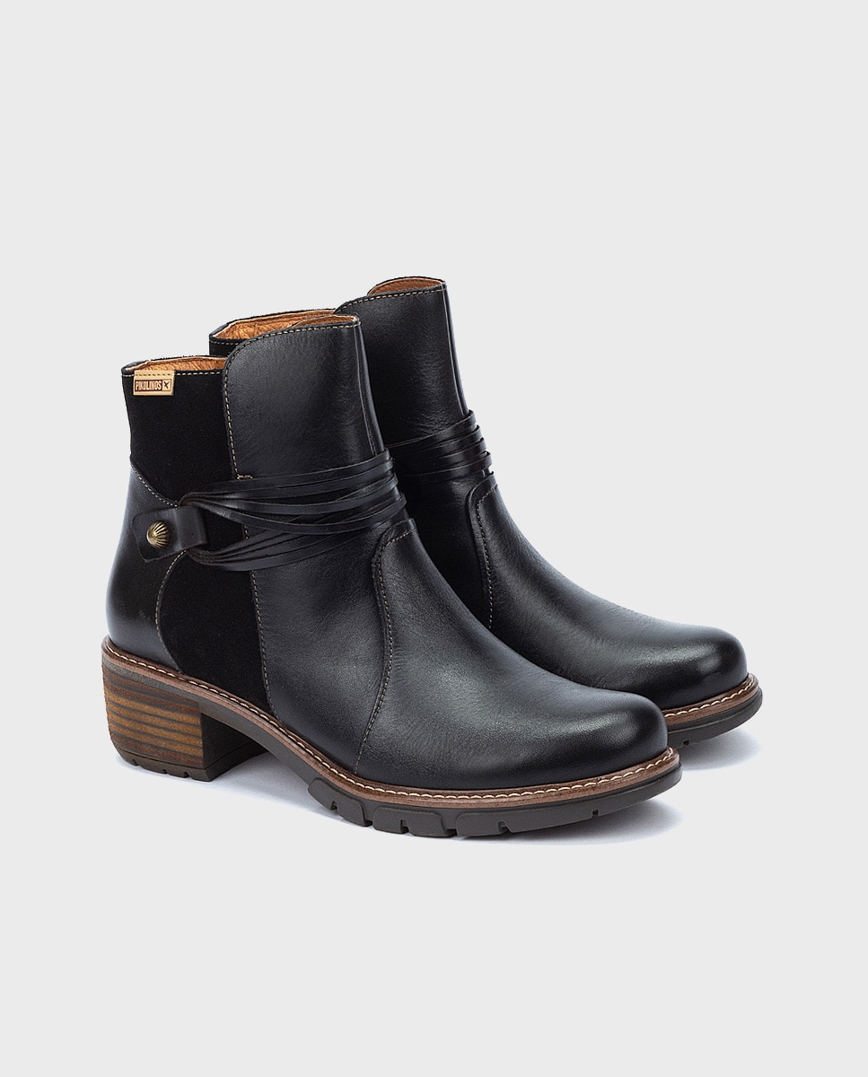 Botines de mujer de piel con cremallera y plantilla acolchada - Pikolinos - Negro Negro-3