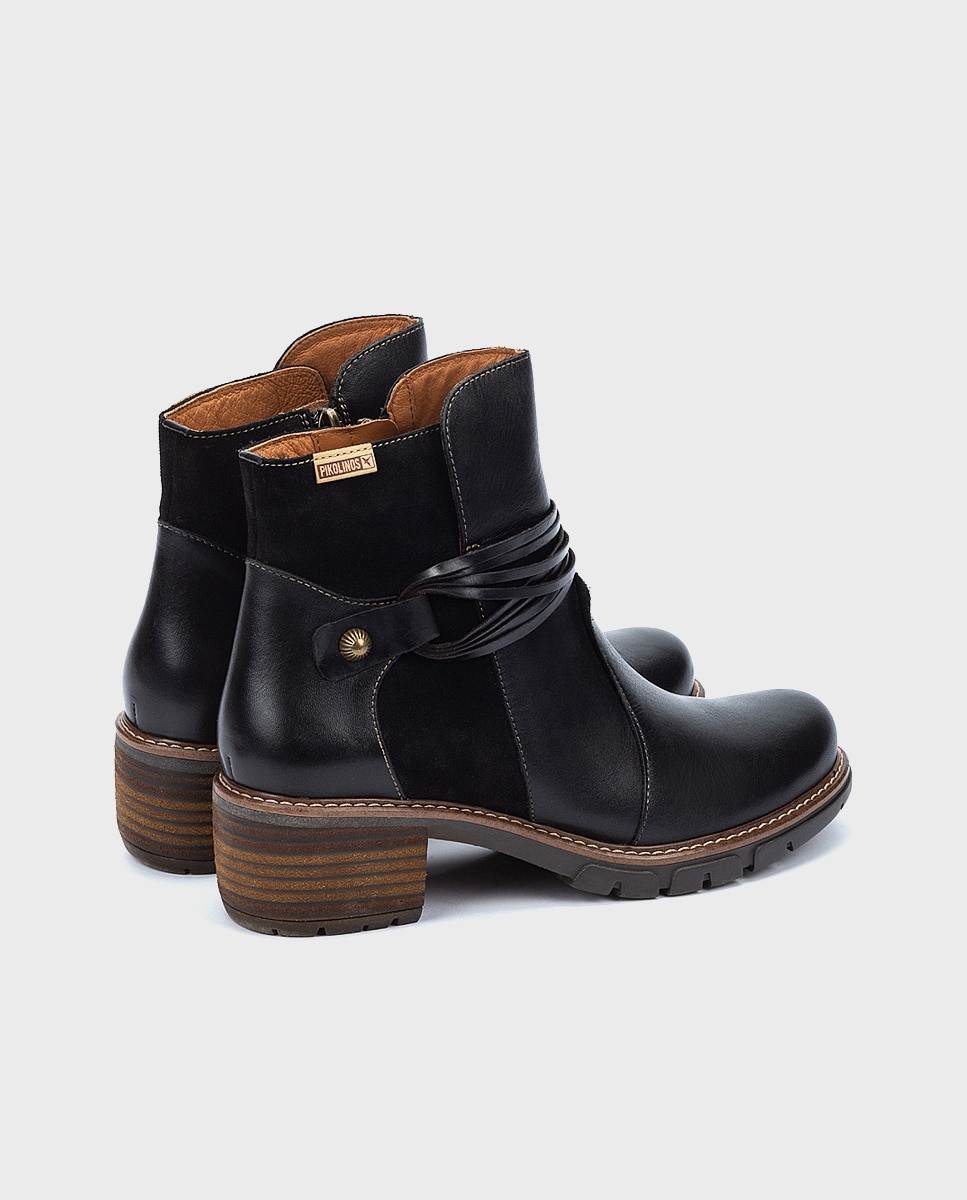 Botines de mujer de piel con cremallera y plantilla acolchada - Pikolinos - Negro Negro-2