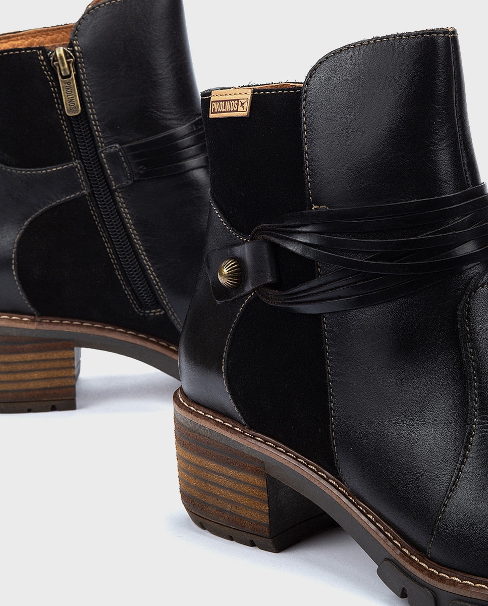 Botines de mujer de piel con cremallera y plantilla acolchada - Pikolinos - Negro Negro-4