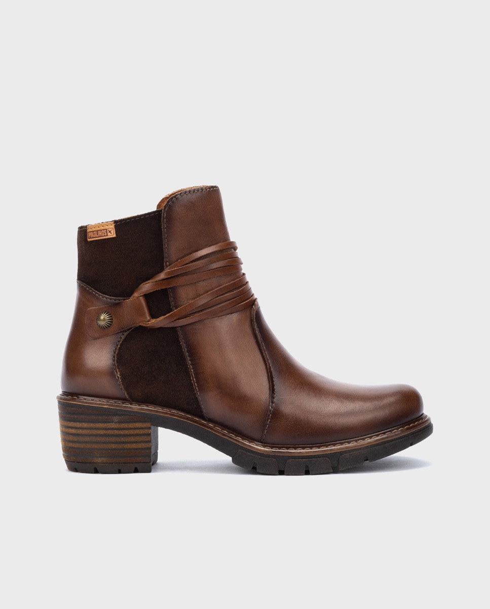 Botines de mujer de piel con cremallera y plantilla acolchada - Pikolinos - Marrón Marrón-1