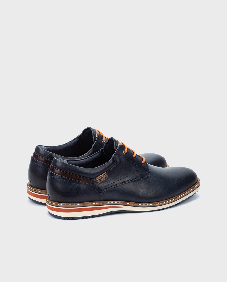 Imagen 3 de Zapatos de cordones de hombre de piel con plantilla extraíble - Azul Azul