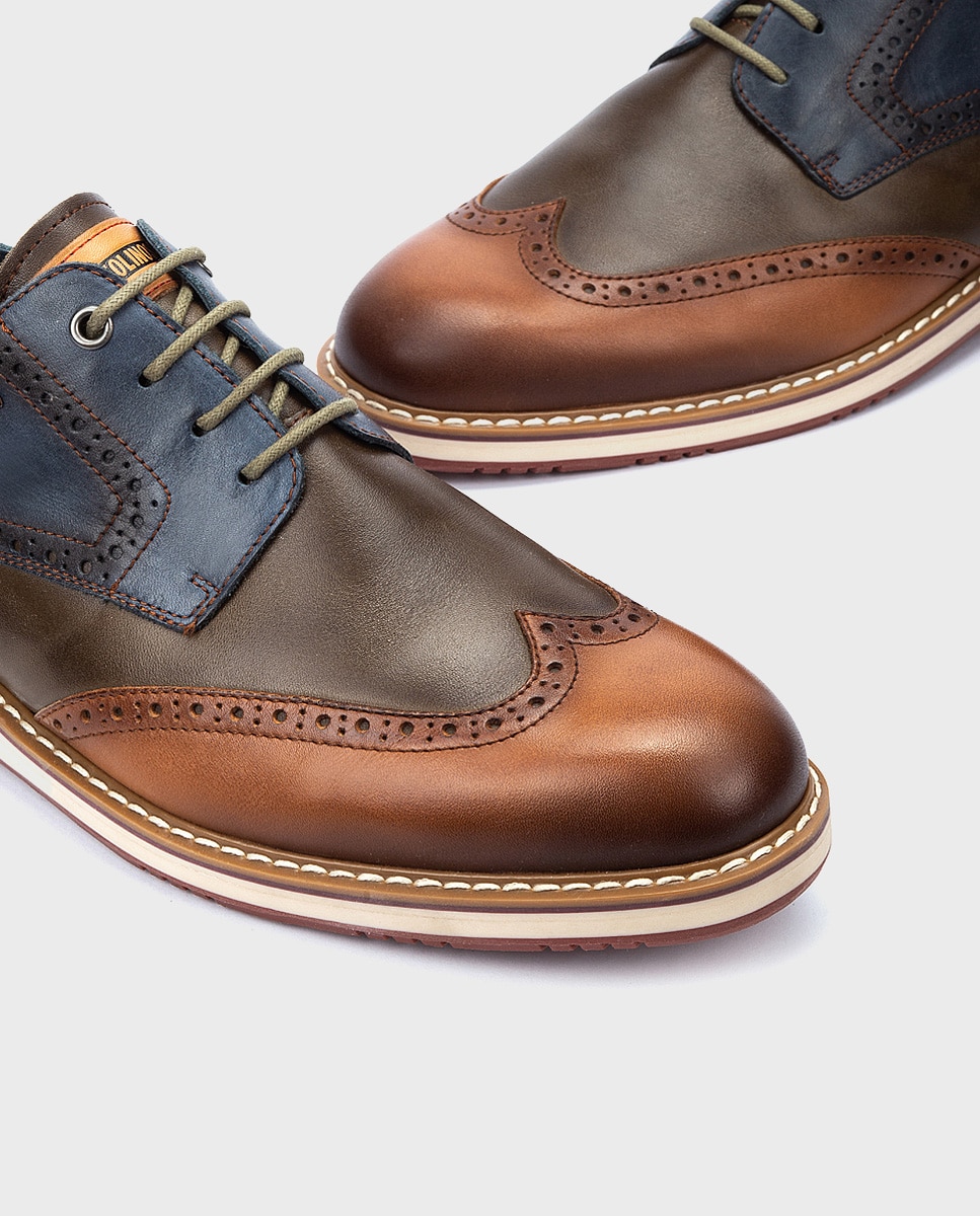 Zapatos de cordones de hombre de piel con plantilla extraíble - Pikolinos - Marrón Marrón-4