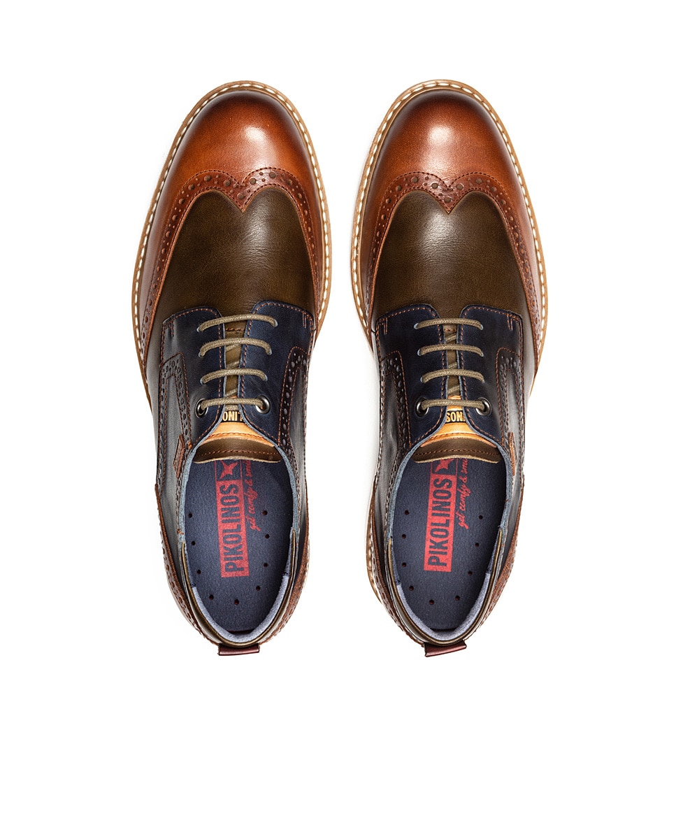 Zapatos de cordones de hombre de piel con plantilla extraíble - Pikolinos - Marrón Marrón-5