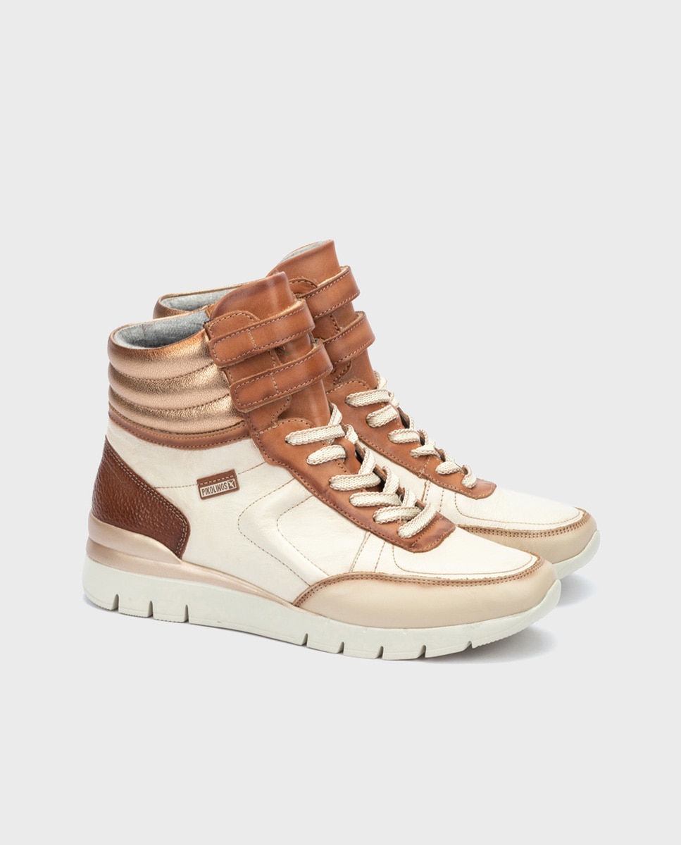 Zapatillas de mujer de piel con suela extraligera y plantilla acolchada memory foam - Pikolinos - Blanco Blanco-2