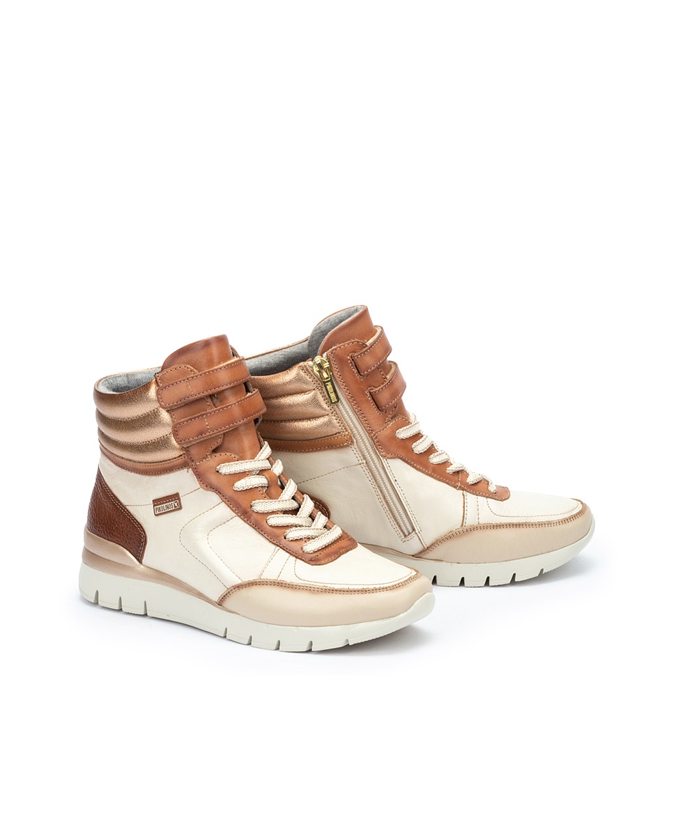 Zapatillas de mujer de piel con suela extraligera y plantilla acolchada memory foam - Pikolinos - Blanco Blanco-5