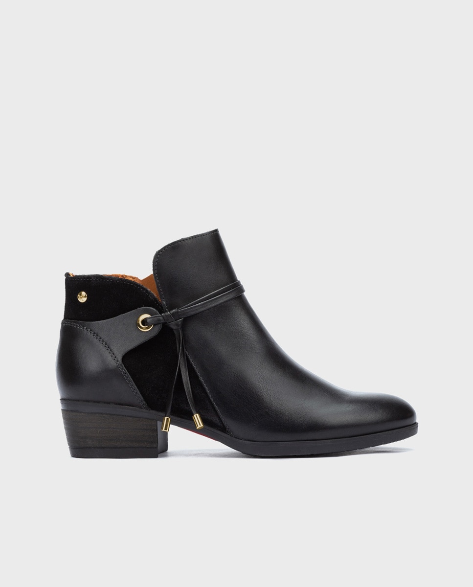 Botines de tacón de mujer de piel con cremallera - Pikolinos - Negro Negro-1