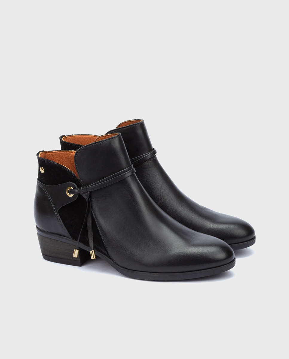 Botines de tacón de mujer de piel con cremallera - Pikolinos - Negro Negro-2
