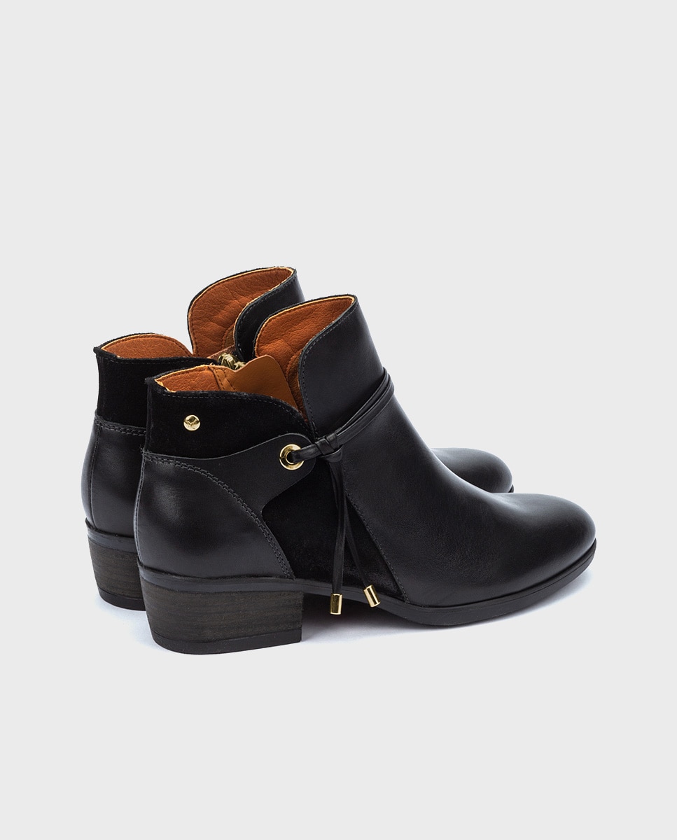 Botines de tacón de mujer de piel con cremallera - Pikolinos - Negro Negro-3