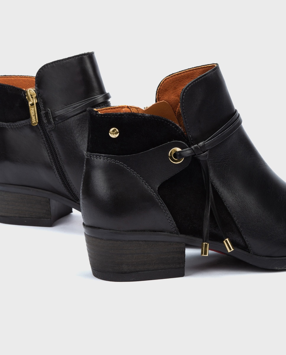 Botines de tacón de mujer de piel con cremallera - Pikolinos - Negro Negro-4
