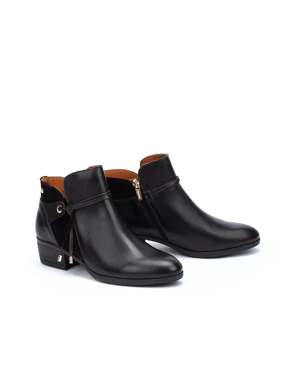 Botines de tacón de mujer de piel con cremallera - Pikolinos - Negro Negro-5