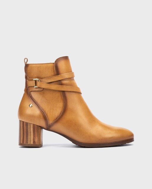 Imagen 0 de Botines de mujer de piel con cremallera y tacón bloque