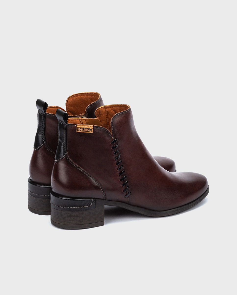 Imagen 3 de Botines de tacón de mujer de piel con cremallera - Pikolinos - Marrón oscuro Marrón oscuro