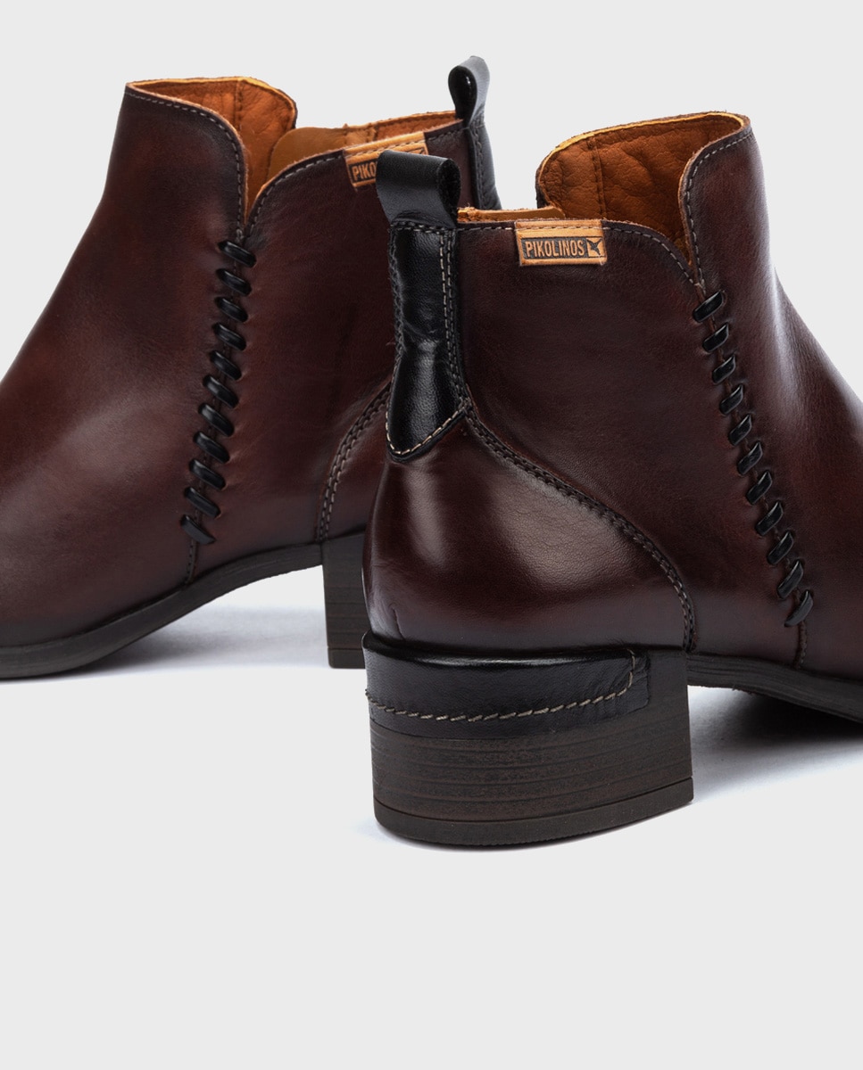 Imagen 4 de Botines de tacón de mujer de piel con cremallera - Pikolinos - Marrón oscuro Marrón oscuro