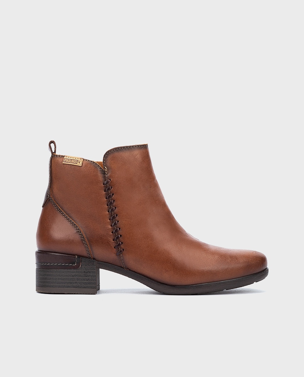 Imagen 1 de Botines de tacón de mujer de piel con cremallera - Pikolinos - Marrón Marrón