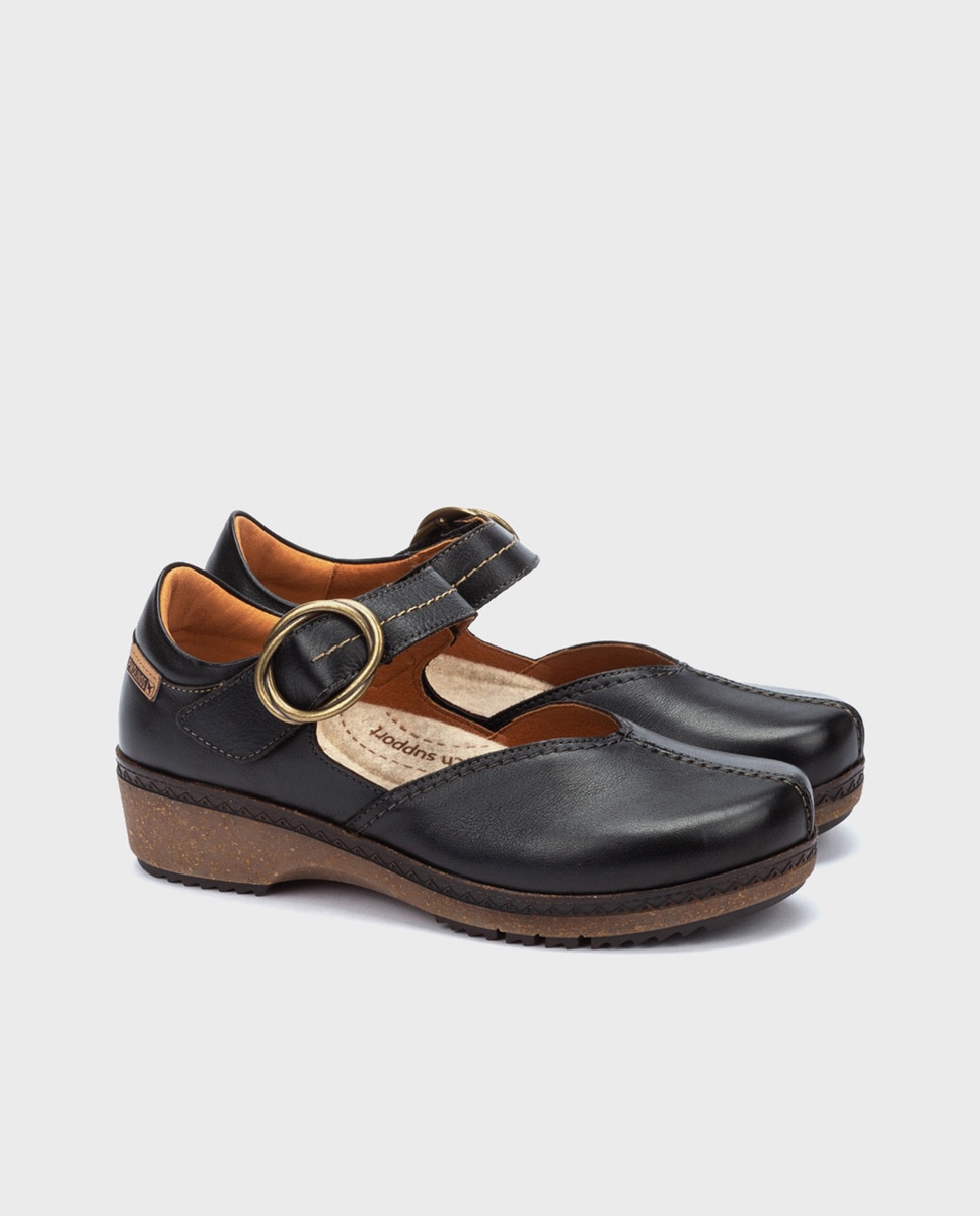 Zapatos planos de mujer de piel con plantilla memory foam extraíble - Pikolinos - Negro Negro-2