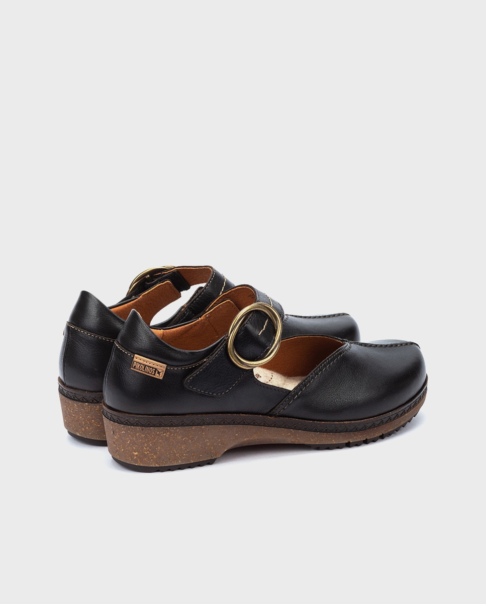 Zapatos planos de mujer de piel con plantilla memory foam extraíble - Pikolinos - Negro Negro-3