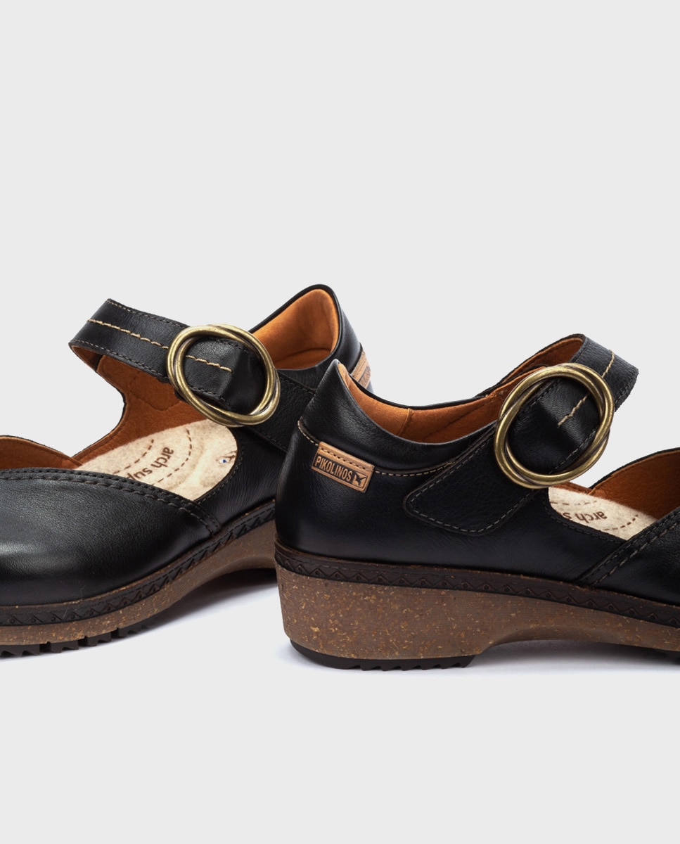 Zapatos planos de mujer de piel con plantilla memory foam extraíble - Pikolinos - Negro Negro-4