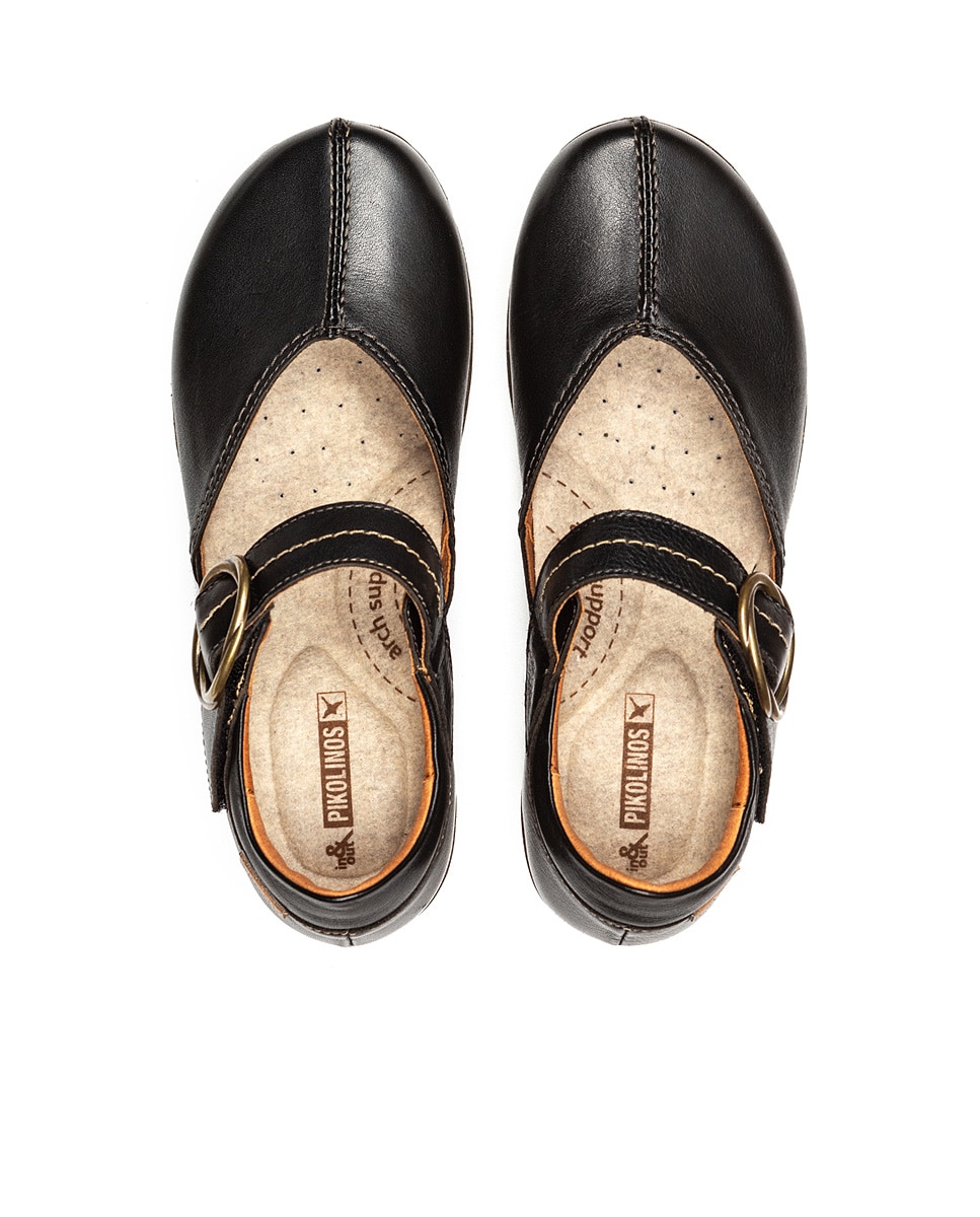 Zapatos planos de mujer de piel con plantilla memory foam extraíble - Pikolinos - Negro Negro-5