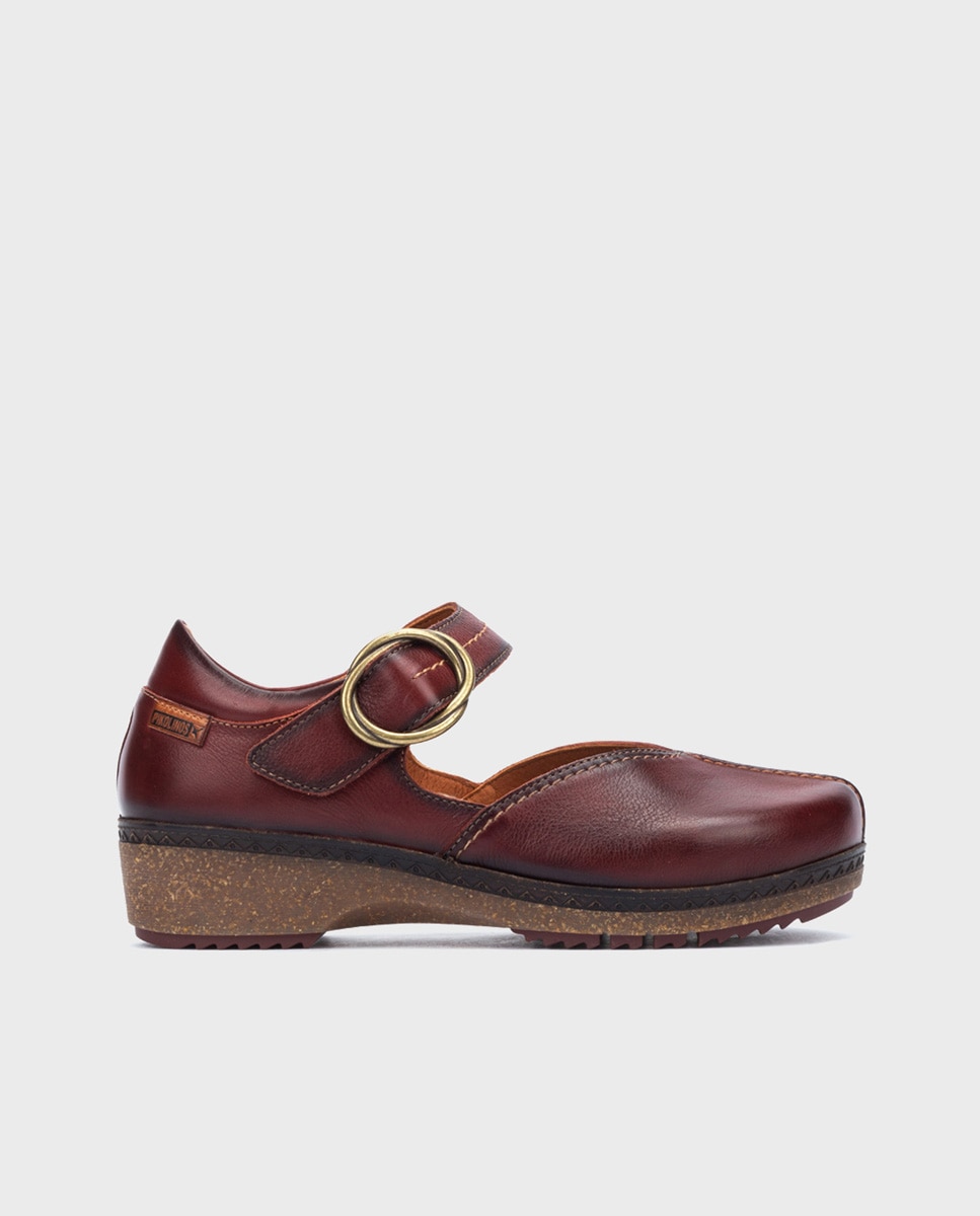Zapatos planos de mujer de piel con plantilla memory foam extraíble - Pikolinos - Granate Granate-1