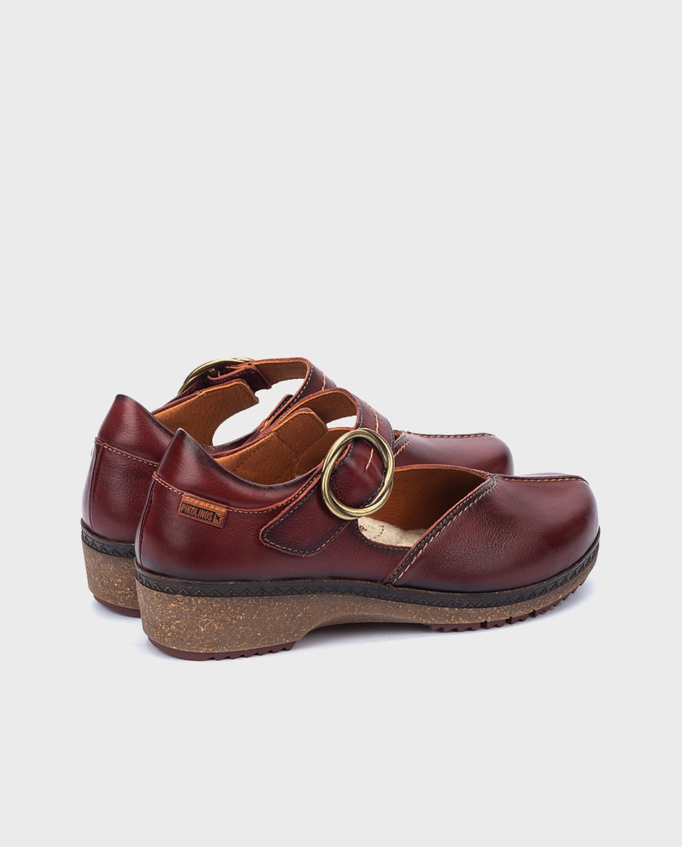 Zapatos planos de mujer de piel con plantilla memory foam extraíble - Pikolinos - Granate Granate-2