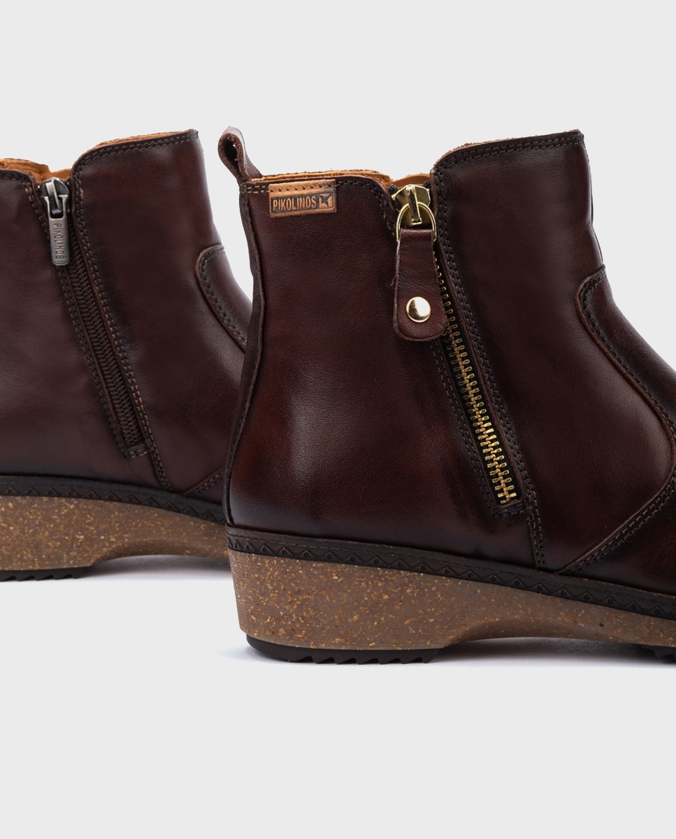 Imagen 4 de Botines planos de mujer de piel con plantilla memory foam extraíble - Marrón oscuro Marrón oscuro