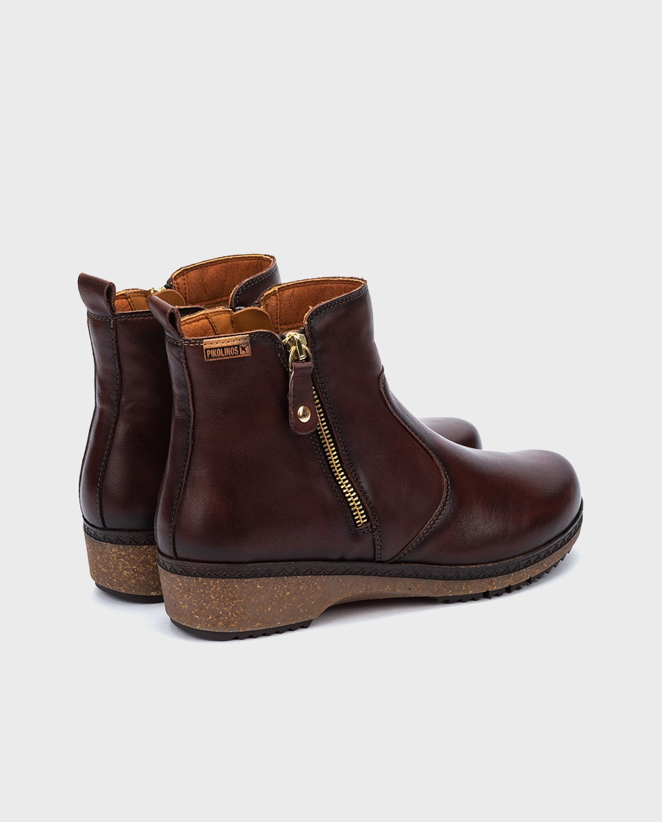 Botines planos de mujer de piel con plantilla memory foam extraíble - Pikolinos - Marrón oscuro Marrón oscuro-3