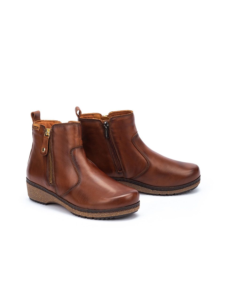 Botines planos de mujer de piel con plantilla memory foam extraíble - Pikolinos - Marrón Marrón-5