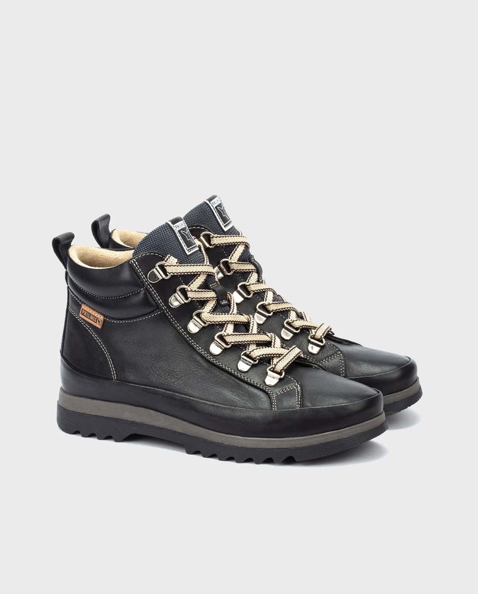 Zapatillas de mujer de piel con plantilla Memory Foam extraíble - Pikolinos - Negro Negro-2