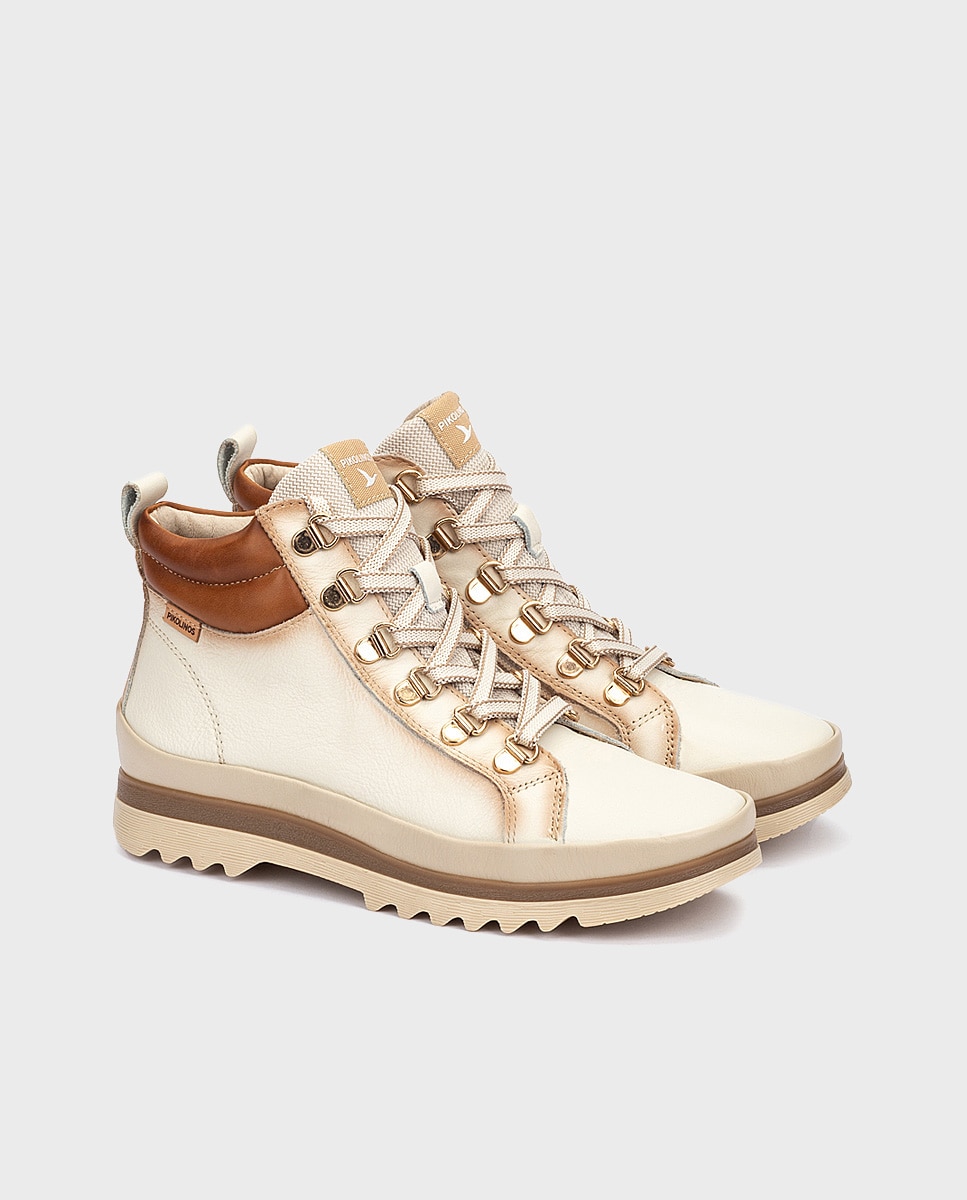 Botines de mujer de piel con plantilla memory foam extraíble - Pikolinos - Blanco Blanco-3