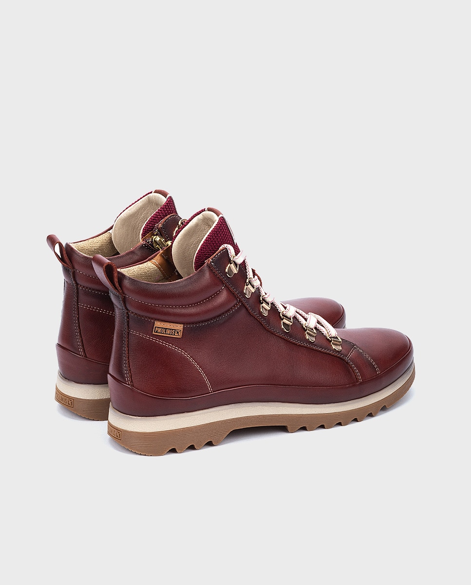 Zapatillas de mujer de piel con plantilla Memory Foam extraíble - Pikolinos - Granate Granate-2
