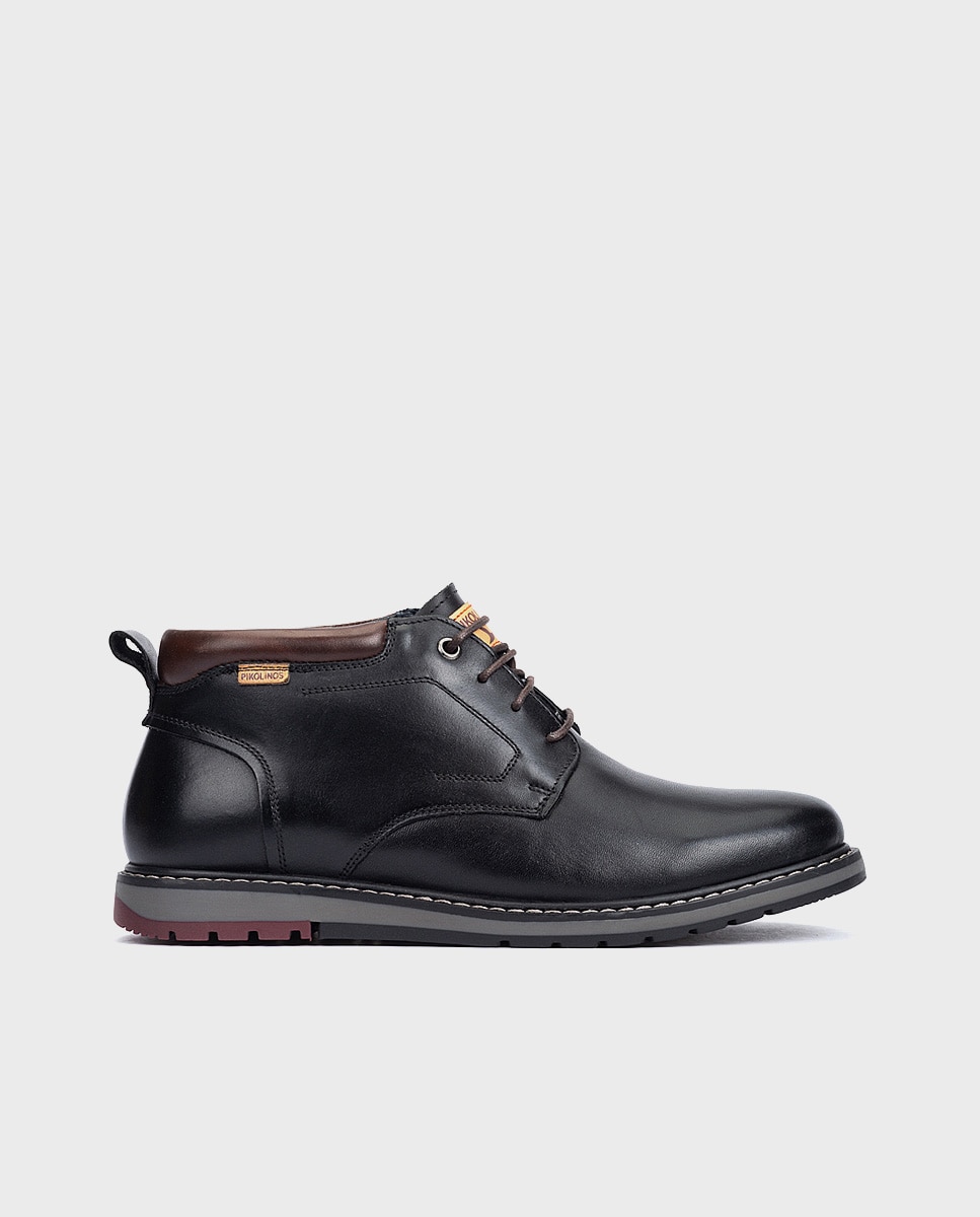 Imagen 1 de Botines de hombre de piel con cordones y forro de pelo - Negro Negro