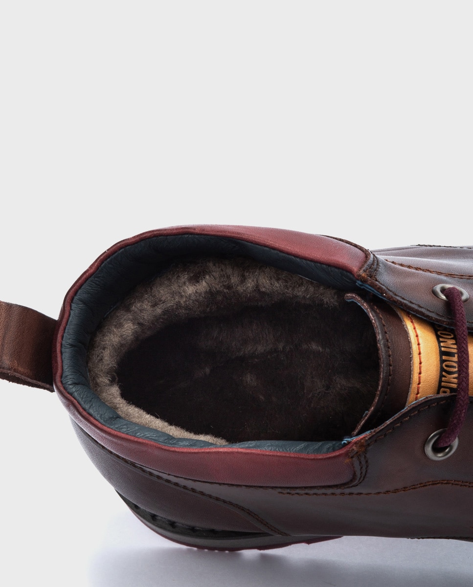 Imagen 4 de Botines de hombre de piel con cordones y forro de pelo - Marrón oscuro Marrón oscuro