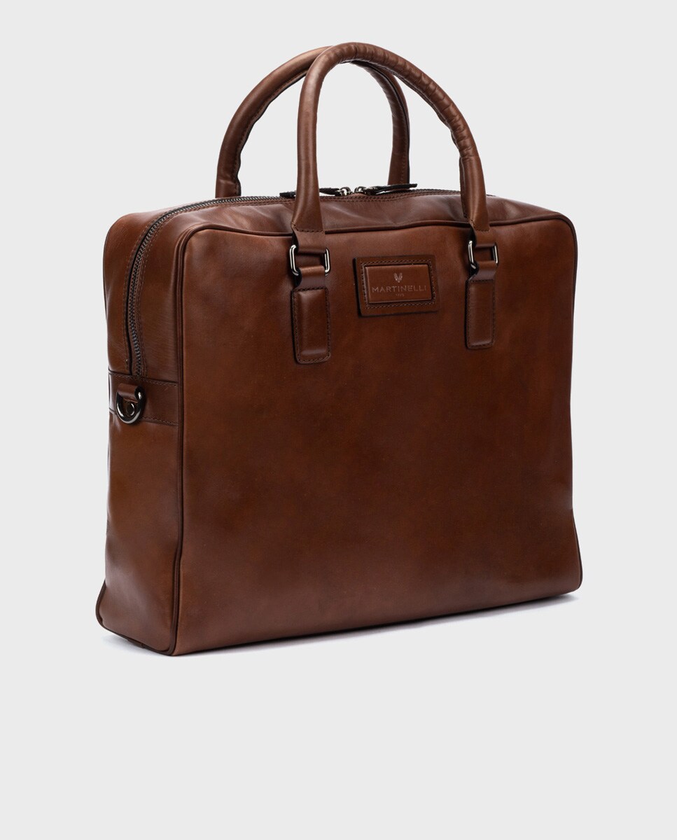 Portadocumentos de hombre de serraje en color marrón · Martinelli