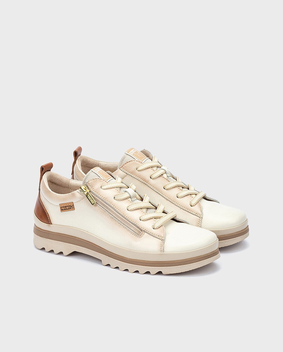 Zapatillas de mujer de piel con plantilla Memory Foam extraíble - Pikolinos - Blanco Blanco-2