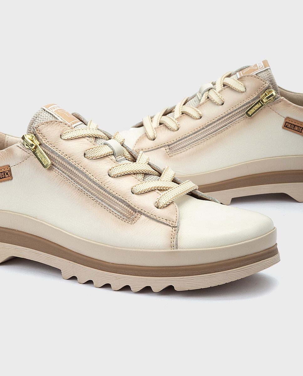 Zapatillas de mujer de piel con plantilla Memory Foam extraíble - Pikolinos - Blanco Blanco-4