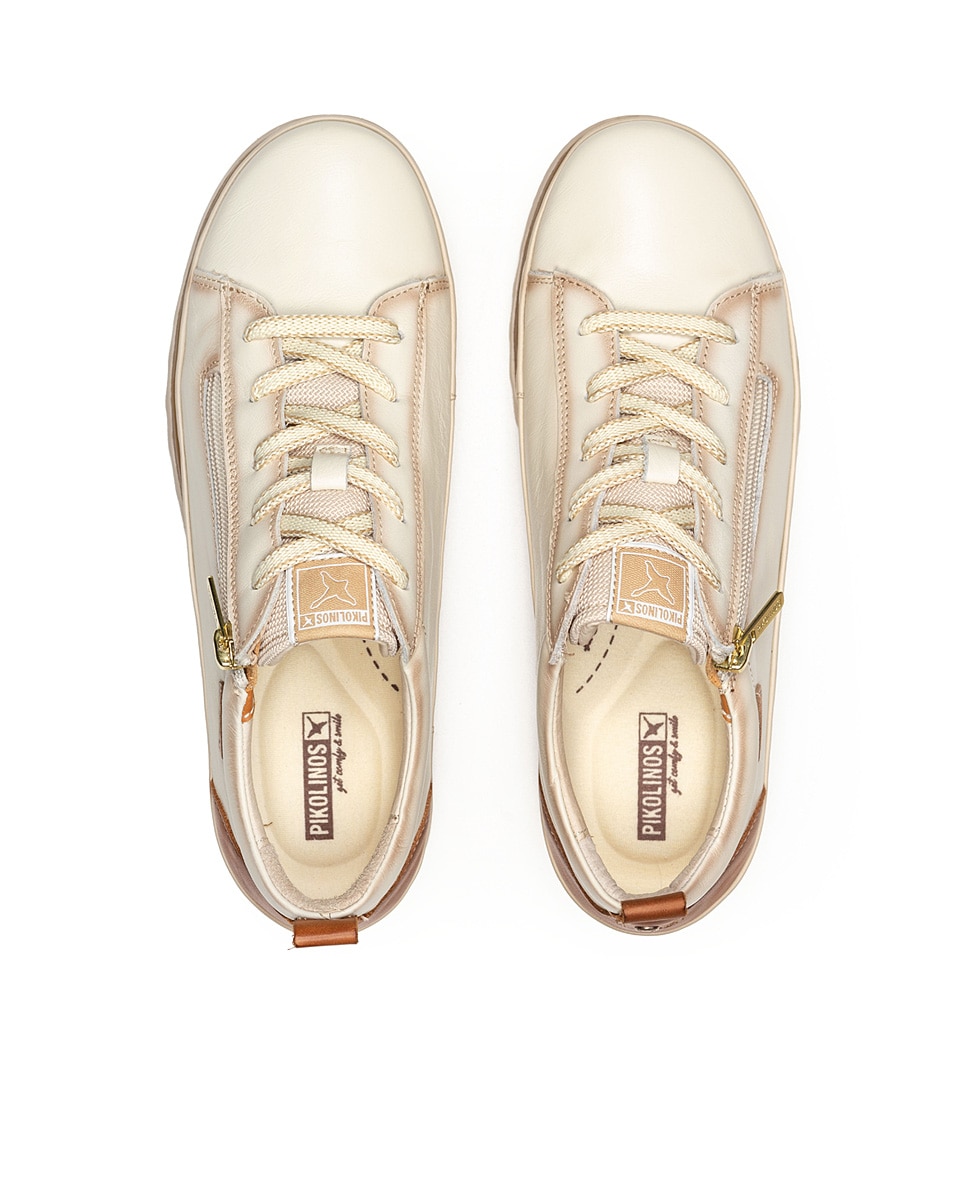 Zapatillas de mujer de piel con plantilla Memory Foam extraíble - Pikolinos - Blanco Blanco-5