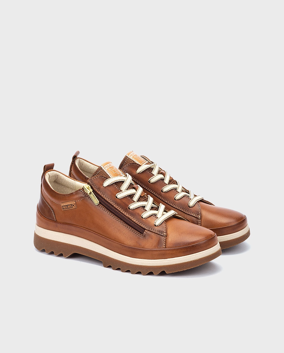 Zapatillas de mujer de piel con plantilla Memory Foam extraíble - Pikolinos - Marrón Marrón-4