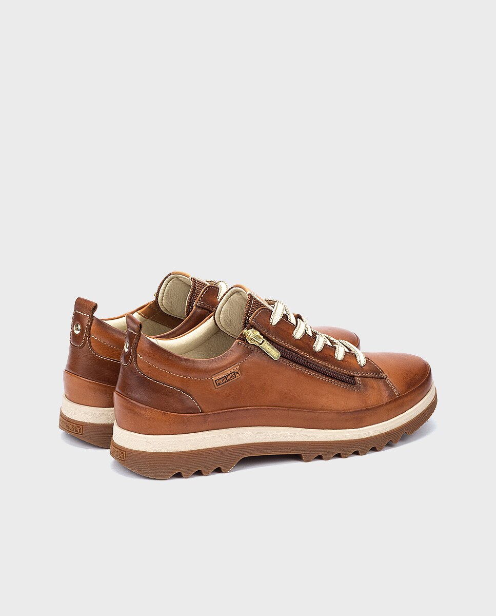 Zapatillas de mujer de piel con plantilla Memory Foam extraíble - Pikolinos - Marrón Marrón-3