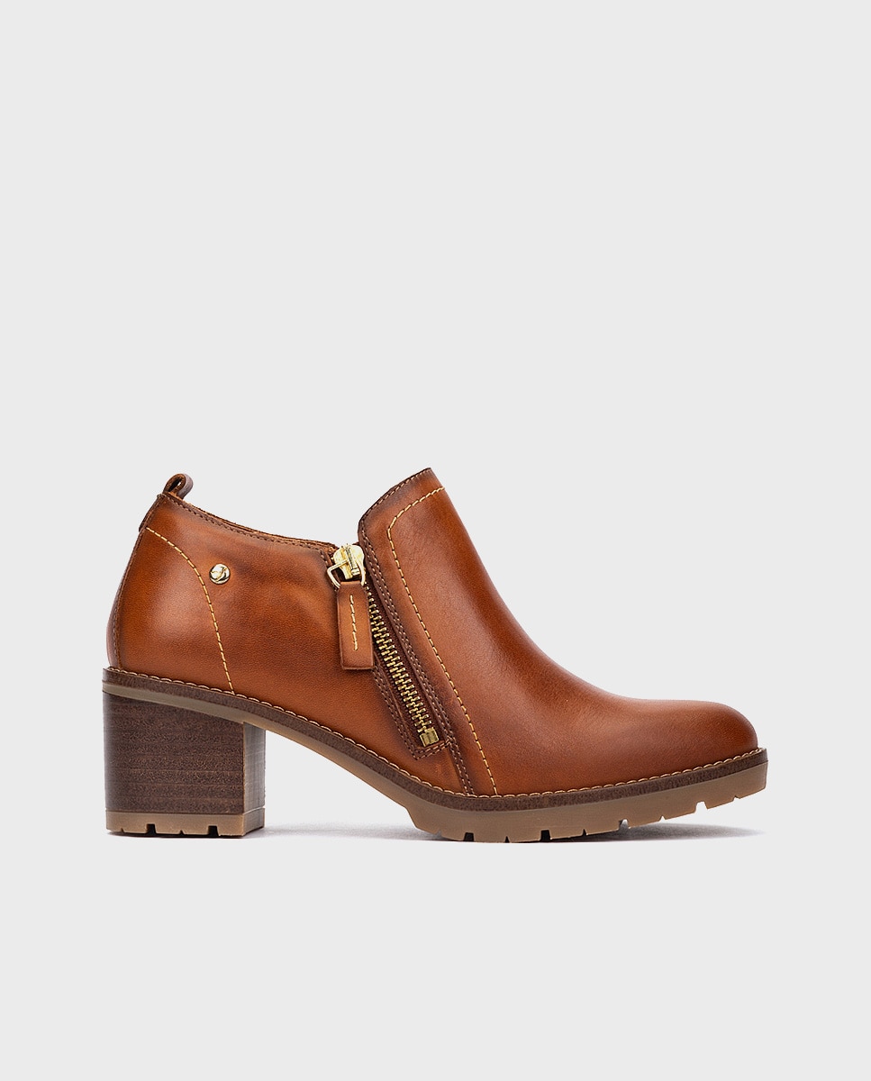 Botines de mujer de piel con cremallera - Pikolinos - Marrón Marrón-1