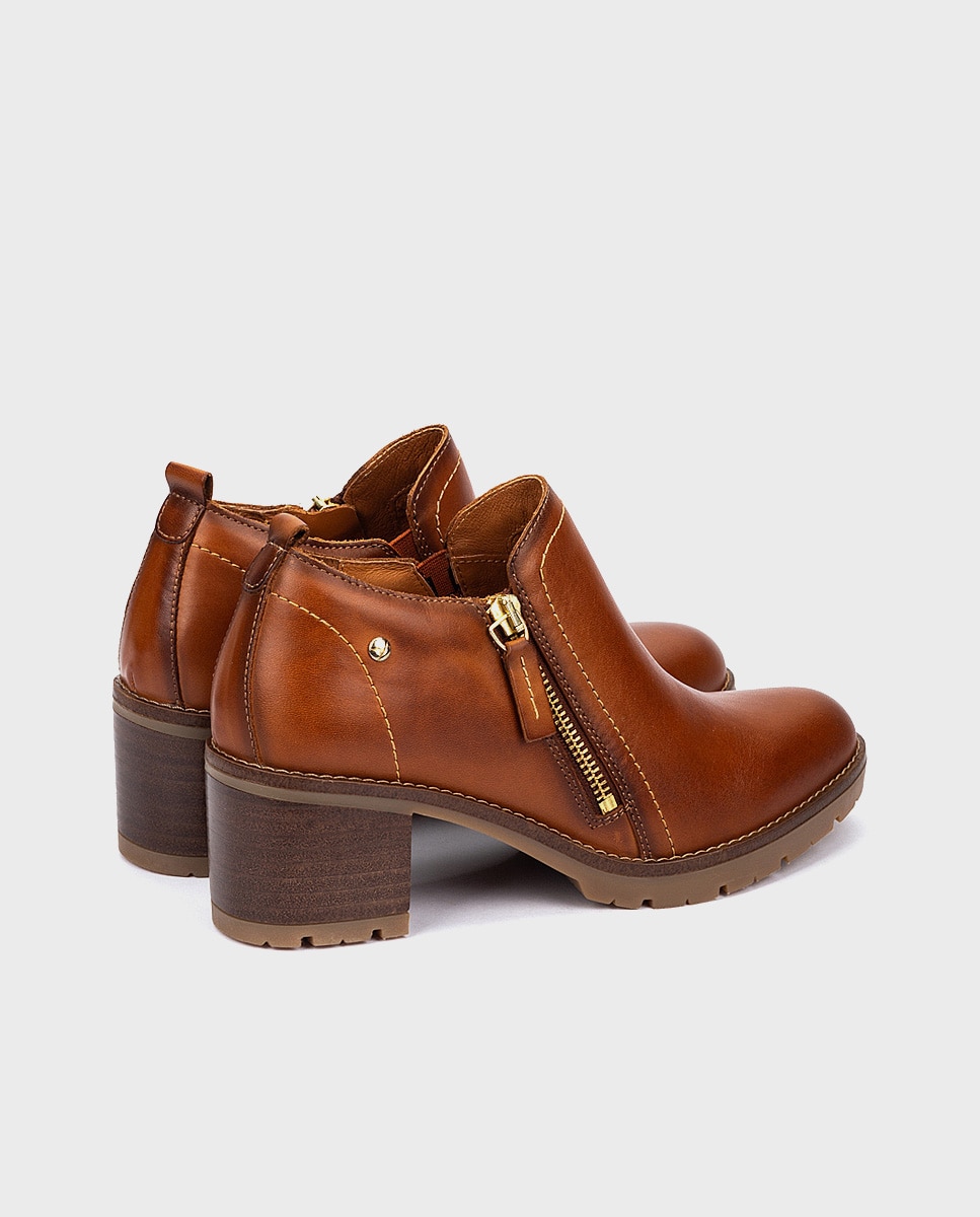 Botines de mujer de piel con cremallera - Pikolinos - Marrón Marrón-2