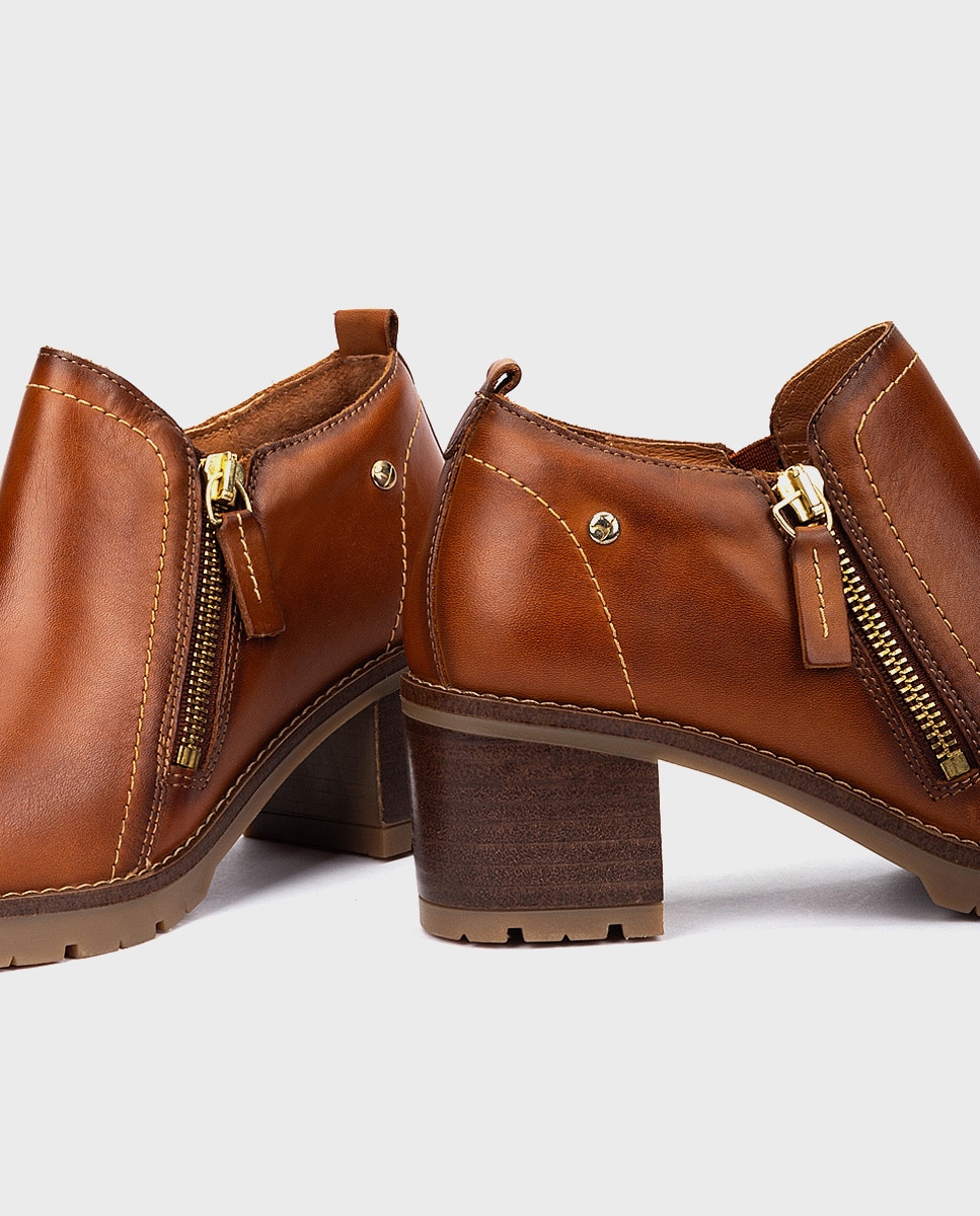 Botines de mujer de piel con cremallera - Pikolinos - Marrón Marrón-4