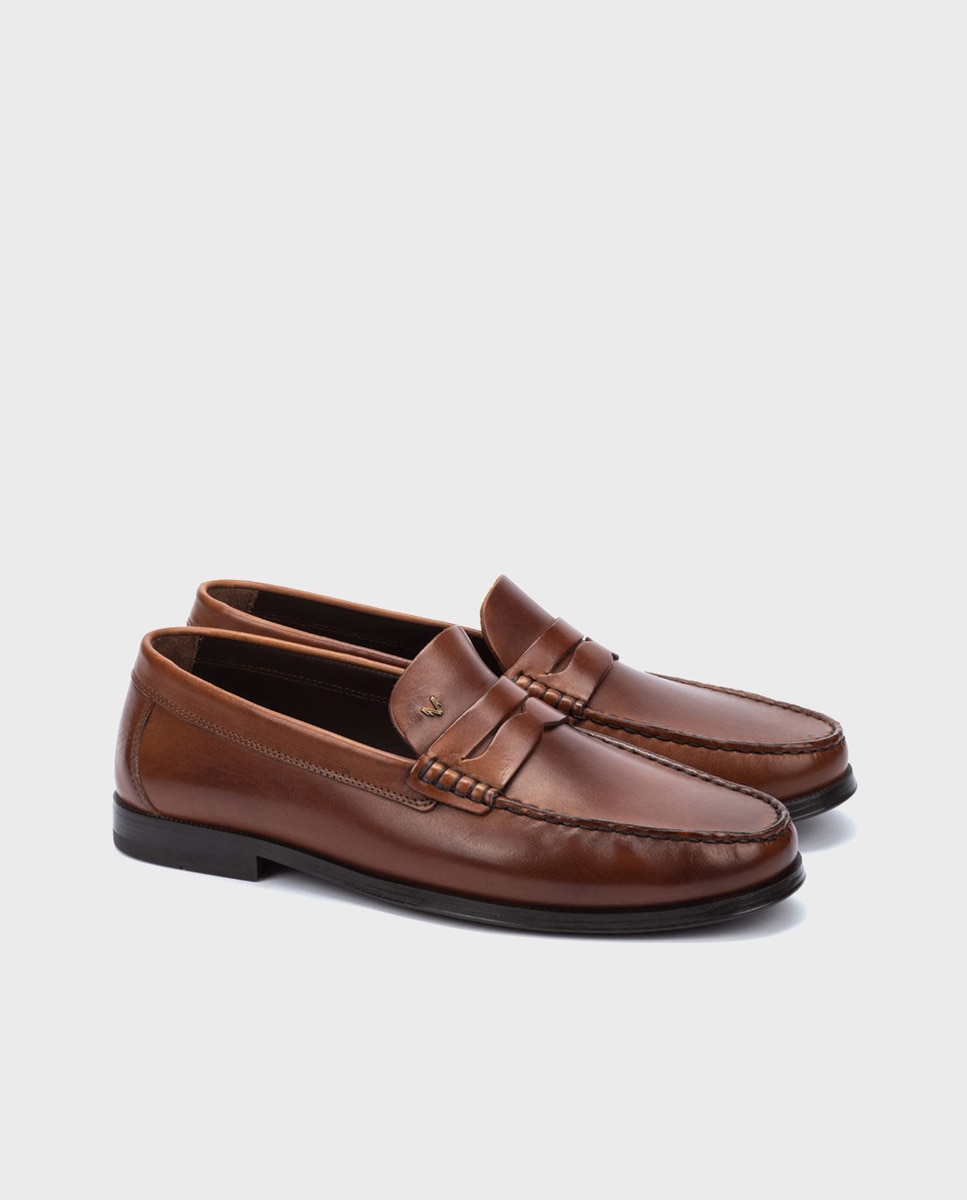 Mocasines de hombre de piel con plantilla acolchada - Martinelli - Marrón Marrón-2